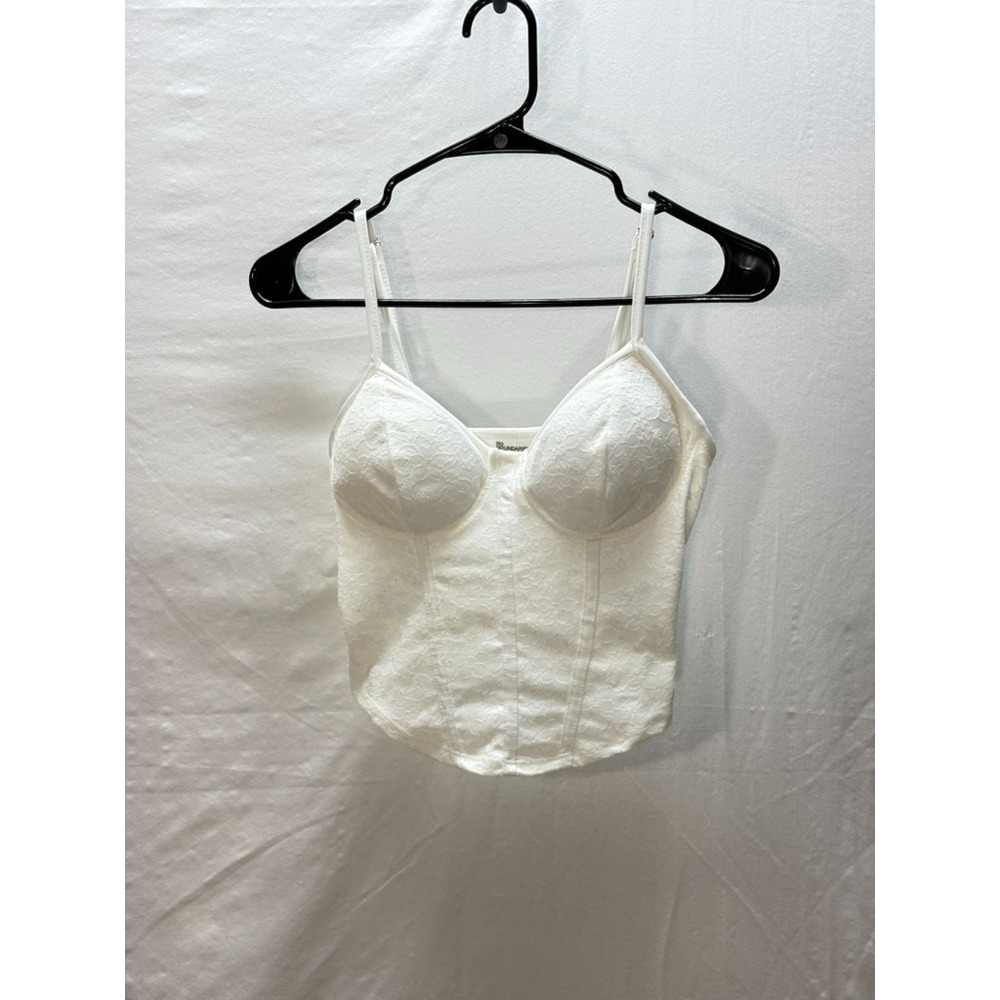 White Lace Corset Bustier Top Women's XS Y2K Coquette Bridal Going‎ Out